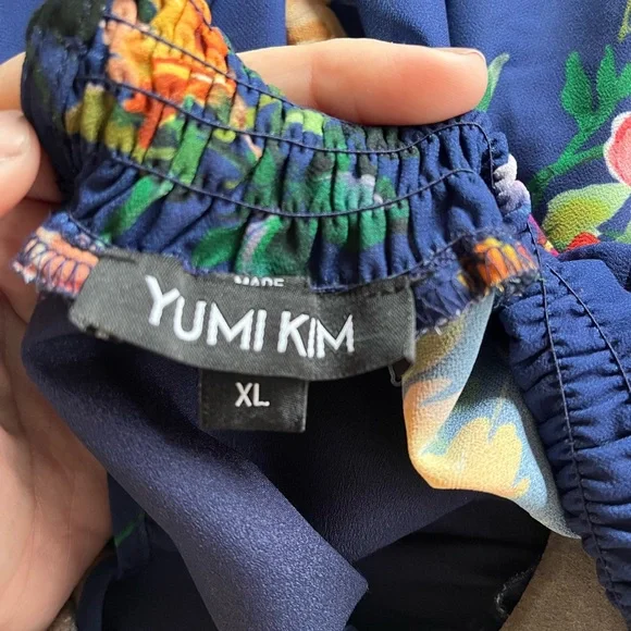 NWOT Yumi Kim Class Act Mini Dress Navy Floral Print Long Sleeve Smocked- XL - Picture 10 of 10